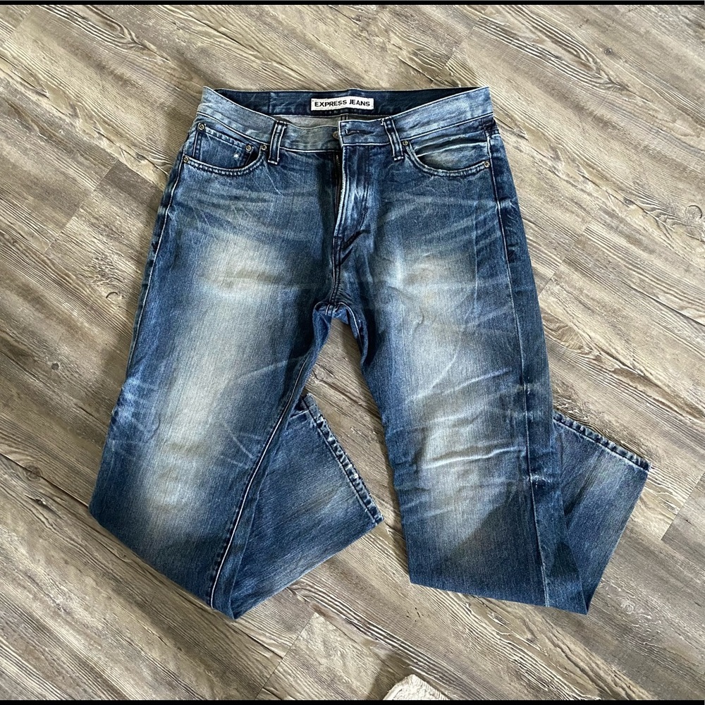 Express Men’s Jeans Dark/Faded Wash Classic Fit